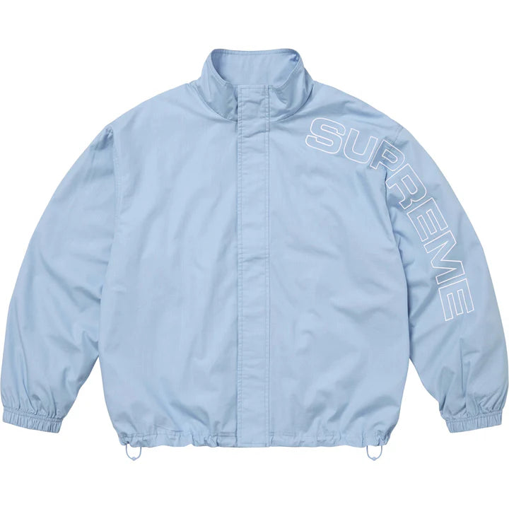 Spellout Embroidered Ripstop Track Jacket Blue